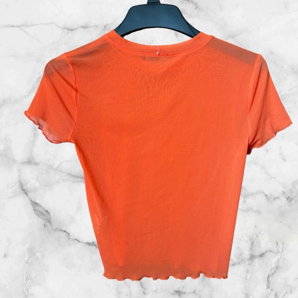 🎉Forever 21 Orange sheer mesh crop top size M - Picture 2 of 7